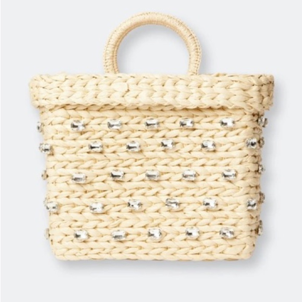 Btw Los Angeles Crystal Skylar straw beach tote